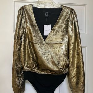 Forever 21 Gold metallic body suit